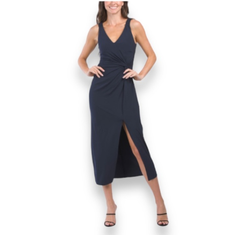 Rebecca Taylor Navy Blue Modal Blend Twist Front Dress | NWT Size M